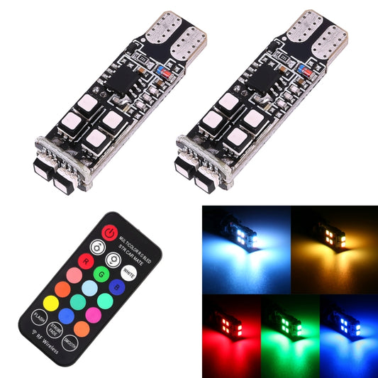RGB T10 LED marker light bulbs, 2-pack, with SMD boards and silver base pins