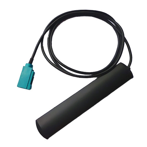 Bluetooth car antenna with 1m cable, black housing, teal FAKRA connector