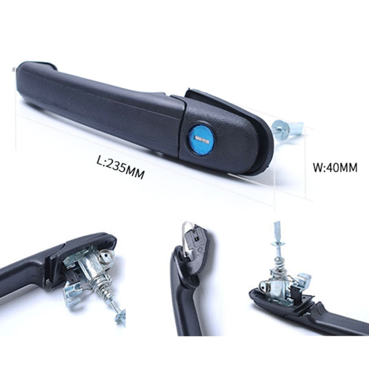 Front door handle size L235mm W40mm, dark gray with blue accent and lock parts