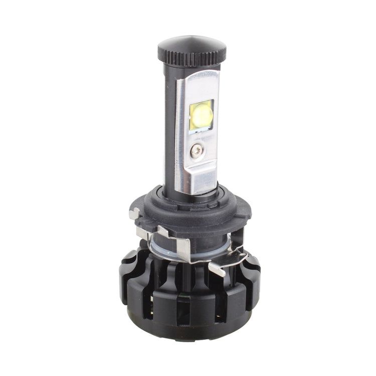 H7 LED headlight bulb with retainer/adapter holder, black housing and metal base