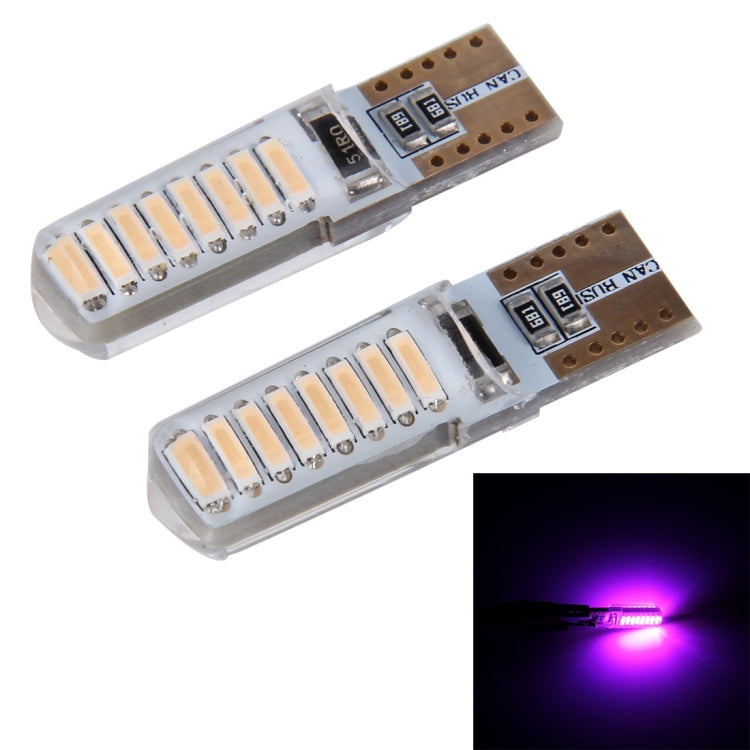 T10 LED car clearance bulbs with pink-purple glow, two-piece set