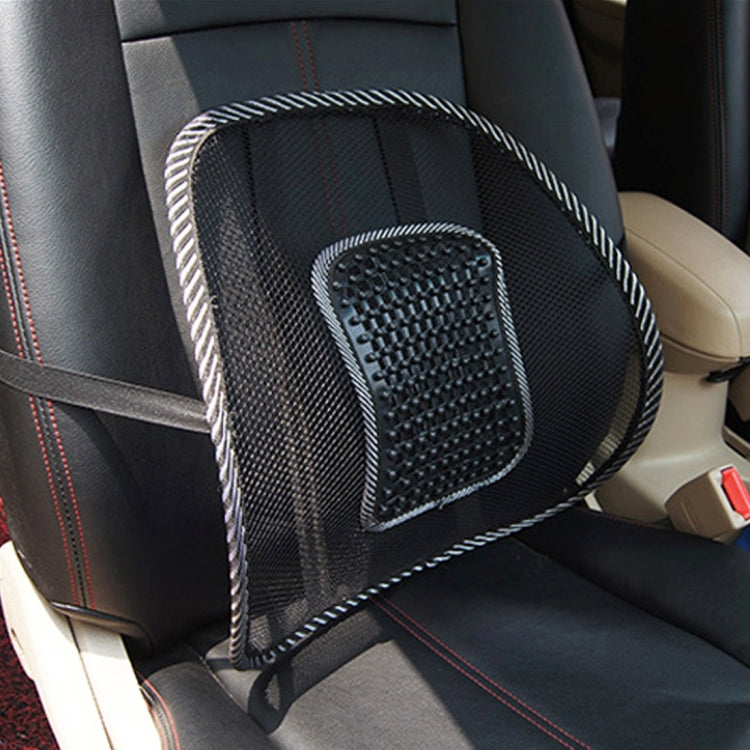 Car seat waist pillow mat with raised square mesh massage pad and white border