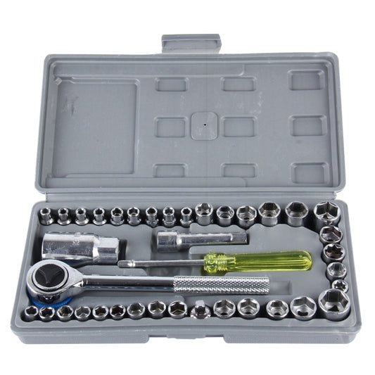 AIWA 40 PCS Automobile Motorcycle Tool Box Set Socket Wrench Sleeve Suit Hardware Auto Car Repair Tools Socket Wrenches for Precise Repair or Maintenance, 40 PCS