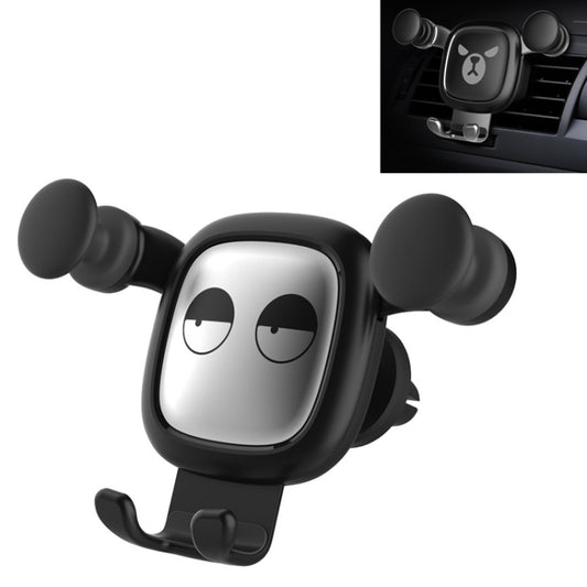 Black cartoon gravity phone holder with cat-eye face, two side knobs, air-vent mount