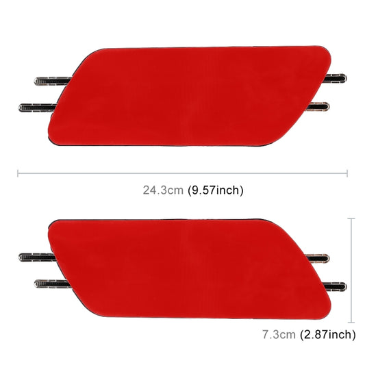Red car bumper or grille accent sticker, two-piece set with size markings