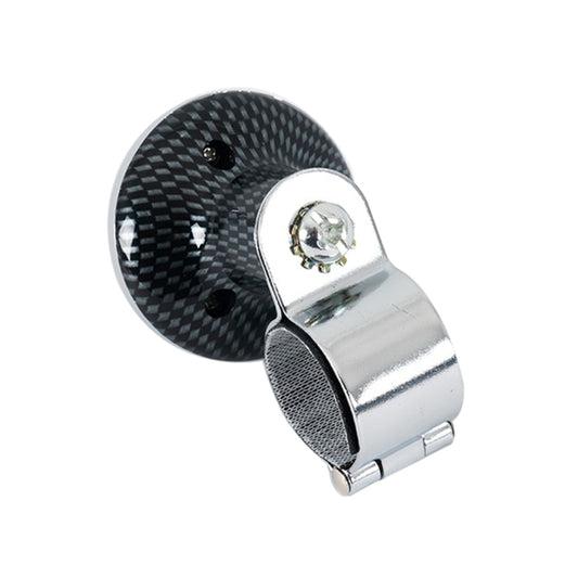 Universal steering wheel spinner knob with carbon-fiber patterned top and rhinestone emblem
