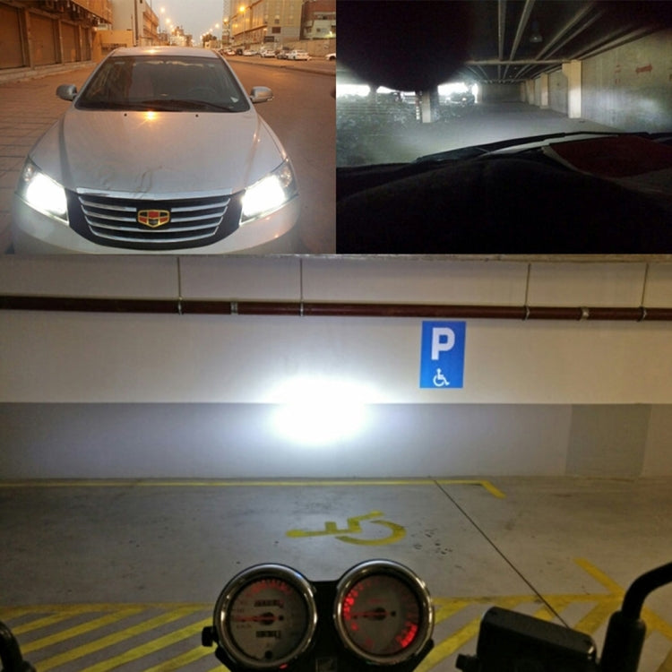 Car LED headlights with bright white beams on