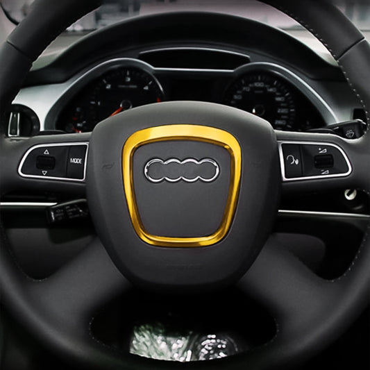 Audi steering wheel decorative ring cover trim, gold frame around center badge