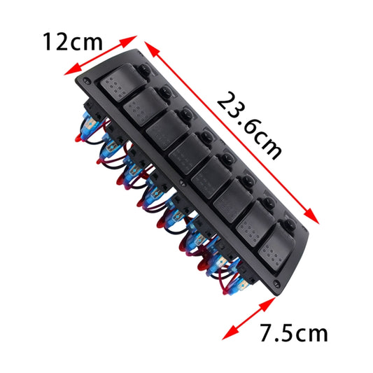 3Pin 8 Way Switches Combination Switch Panel with Light and Projector Lens for Car RV Marine Boat, 3Pin 8 Way