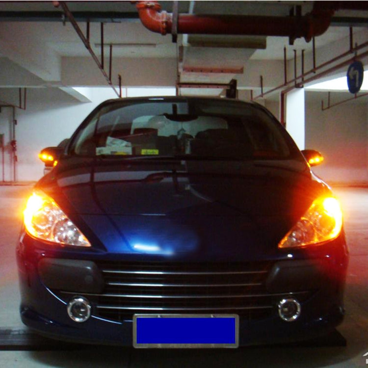 LED car reversing/turn lights with bright front illumination on a parked car