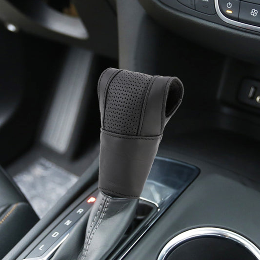Universal Nonslip Breathable Genuine Leather Car Gear Shift Knob Cover