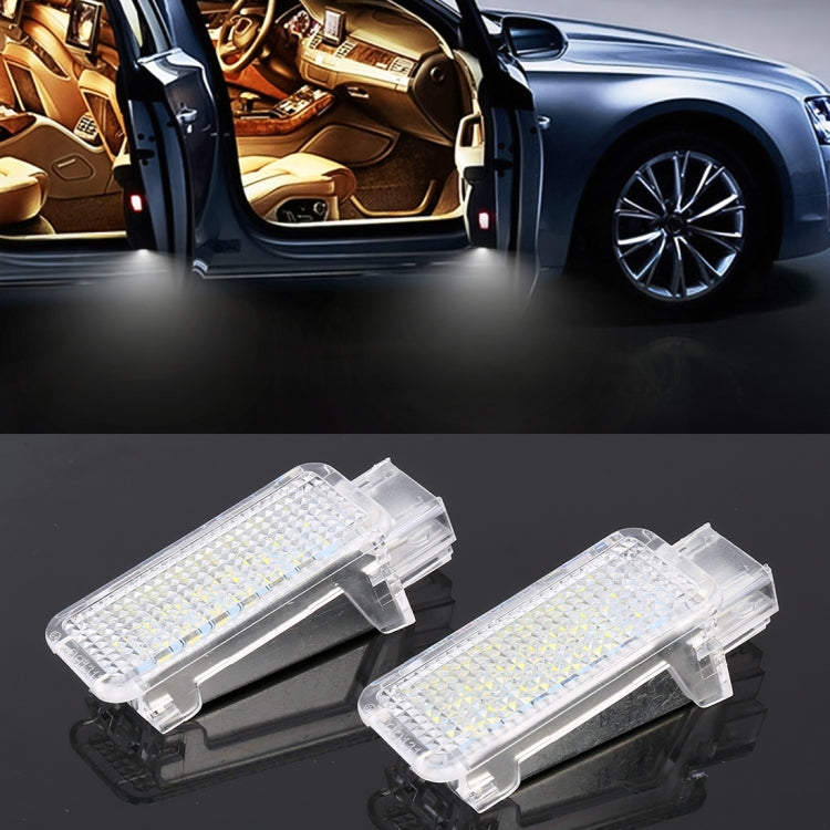 Two-piece set of clear LED car door lights, rectangular modules with SMD LED panels