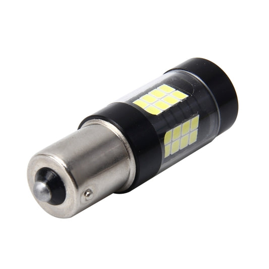 1156 LED car tail bulb side view with silver metal base and white LED chips