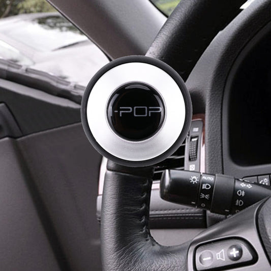 Universal steering wheel spinner knob for car, silver ring with black center