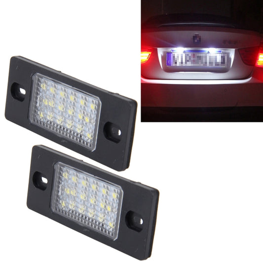 2 PCS License Plate Light with 18 SMD-3528 Lamps for Volkswagen Touareg 2003-2010 ,Prosche Cayenne 2002-2010,2W 120LM, DC12V (White Light), For Volkswagen ,Prosche