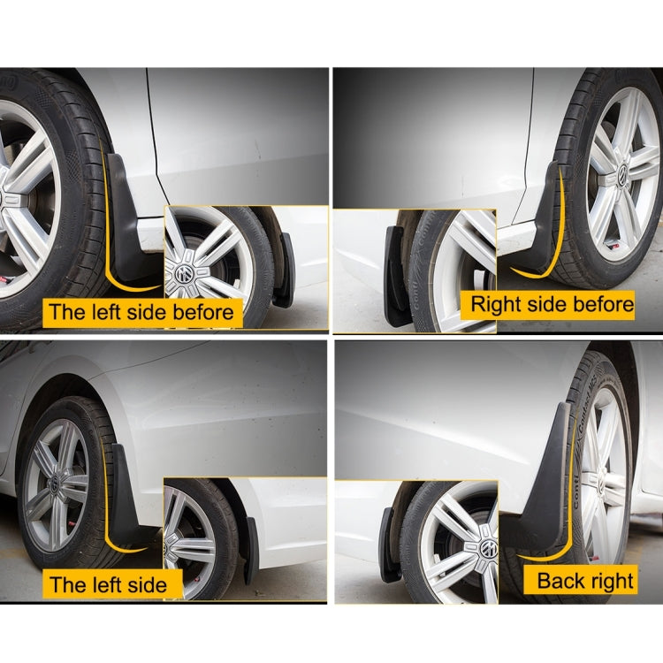 Car splash flap set, black semi-rigid PVC fender guards for front and rear wheels