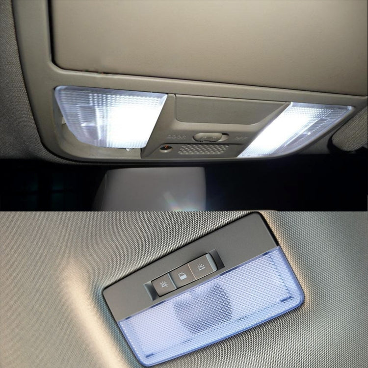 Installed car interior reading lights with bright white illumination in overhead panel