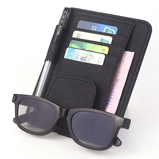 Multi-functional Auto Car Sun Visor Sunglass Holder Card Bill Ticket Storage Holder Pouch Bag