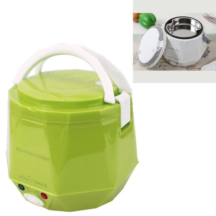 Green mini rice cooker with dark lid and front power controls