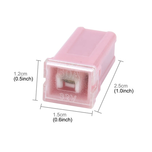 10 PCS Vehicle Car Plastic Shell Straight Female Terminal Push in Blade Cartridge PAL Fuse 30Amp 32V, 30Amp 32V