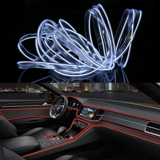 Car LED strip light on spool, emitting cool white light in flexible tube lines