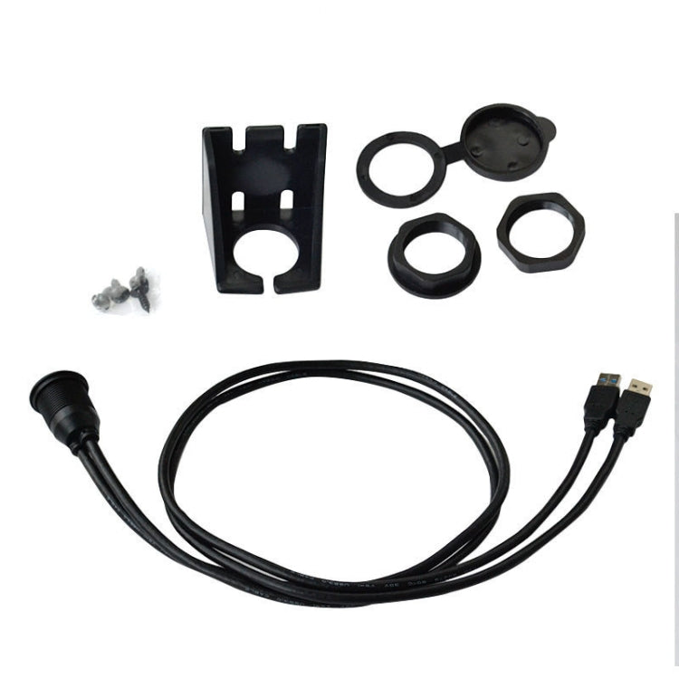 USB 3.0 waterproof extension cable kit with dual-port holder and mounting rings
