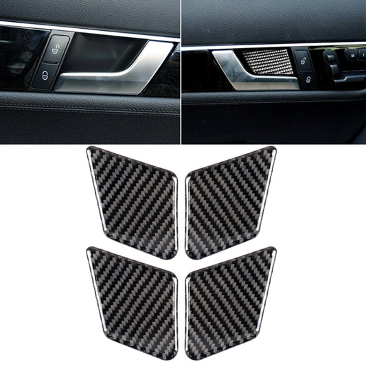 Set of carbon fiber door handle wrist panel stickers on car interior trim