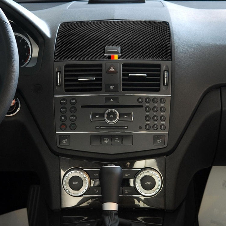 Carbon fiber console navigation panel sticker with German flag stripe, on car center dash