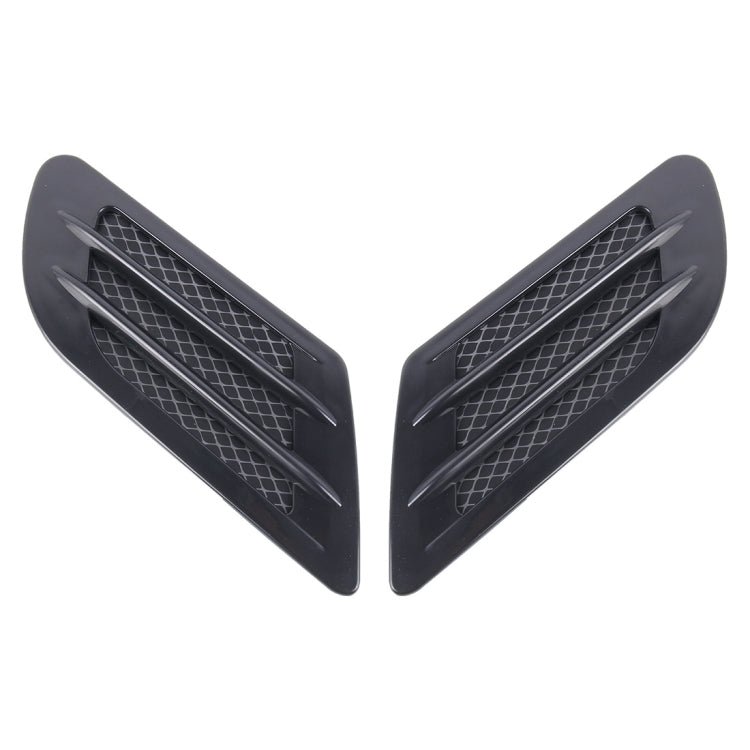 Black plastic hood side vent grille covers, set of 2 with black mesh inserts