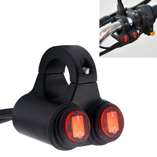 Motorcycle Headlight Auxiliary Light Waterproof Aluminum Alloy Double Flash Switches with Indicator Light, Double Flash