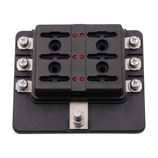 1 in 6 Out 6 Way Circuit Fuse Box Screw Terminal Section Fuse Holder Kits with LED Warning Indicator for Auto Car Truck Boat, 1 in 6 Out (Screw Terminal Section)