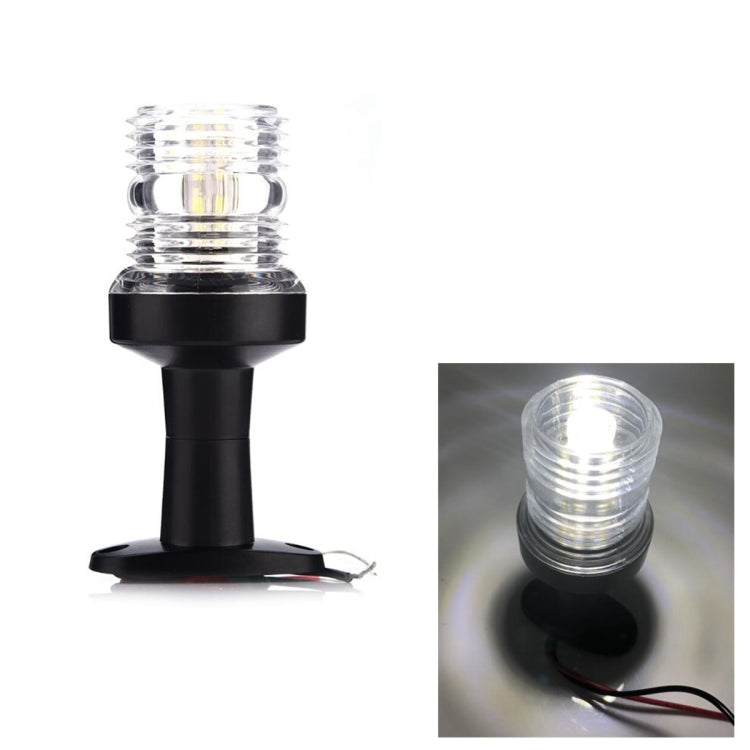 Black LED navigation pedestal light with clear lens and bright white illumination