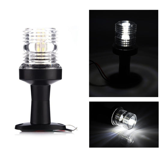DC 12V 3W Marine Boat Yacht Stern Anchor LED Navigation Pedestal Light All Round 360 Degree White Light, LED Navigation Pedestal Light White Light