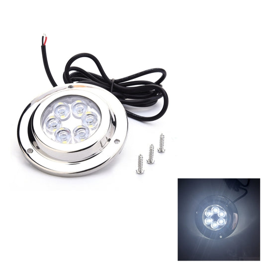 DC 10-30V 12W IP68 316 Stainless 6 LEDs White Light Underwater Light Boat High Power Bright for Marine / Yacht, 12W White Light