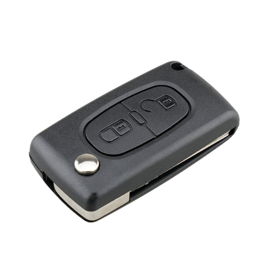 For PEUGEOT Car Keys Replacement 2 Buttons Square Car Key Case with Grooved and Holder, 2 Buttons Square with Grooved