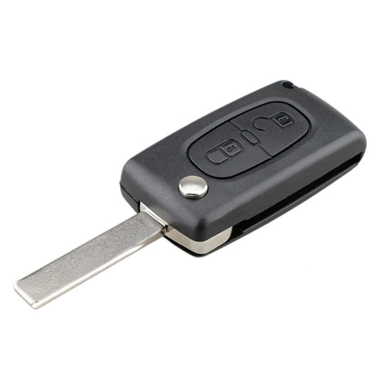 For PEUGEOT Car Keys Replacement 2 Buttons Square Car Key Case with Grooved and Holder, 2 Buttons Square with Grooved