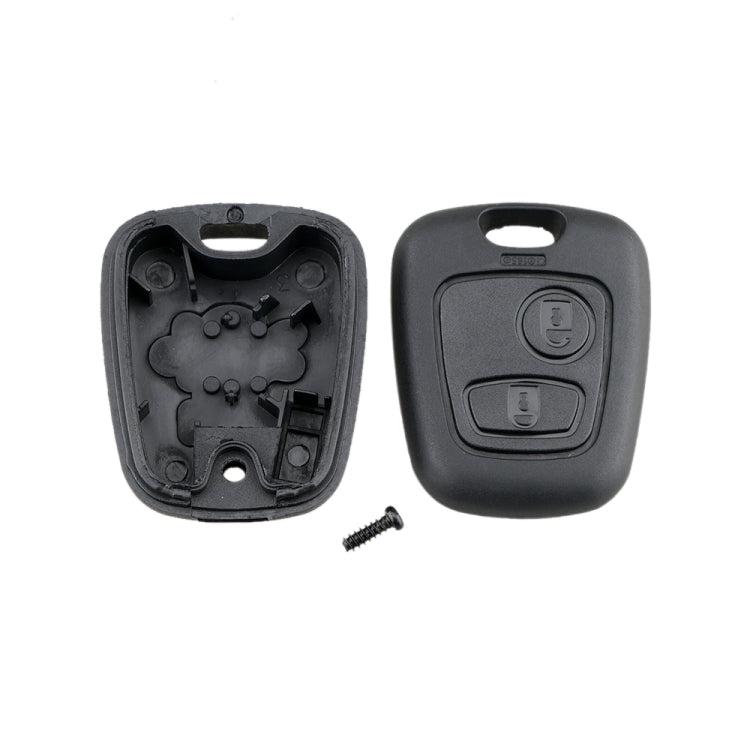Black car key shell case with inner and outer halves plus small screw, no insert.