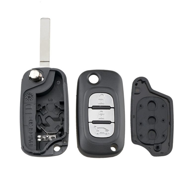 Car key case set: two shells plus foldable key blade and internal components