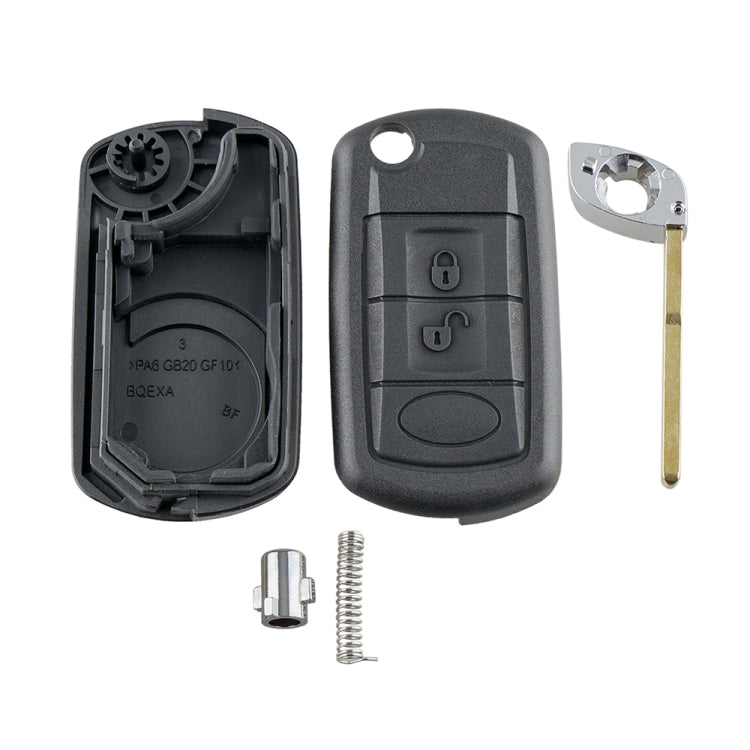 Black car key fob case set with back cover, metal key blade, and spring