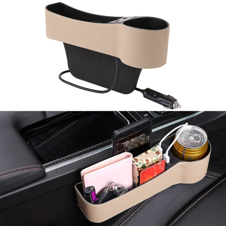 Car Multi-functional Co-pilot Seat Console PU Leather Box Cigarette Lighter Charging Pocket Cup Holder Seat Gap Side Storage Box, Co-pilot Seat