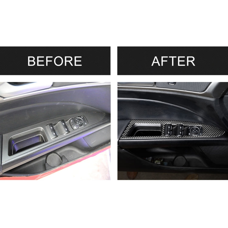 Car door window lift panel trim with black carbon fiber insert stickers