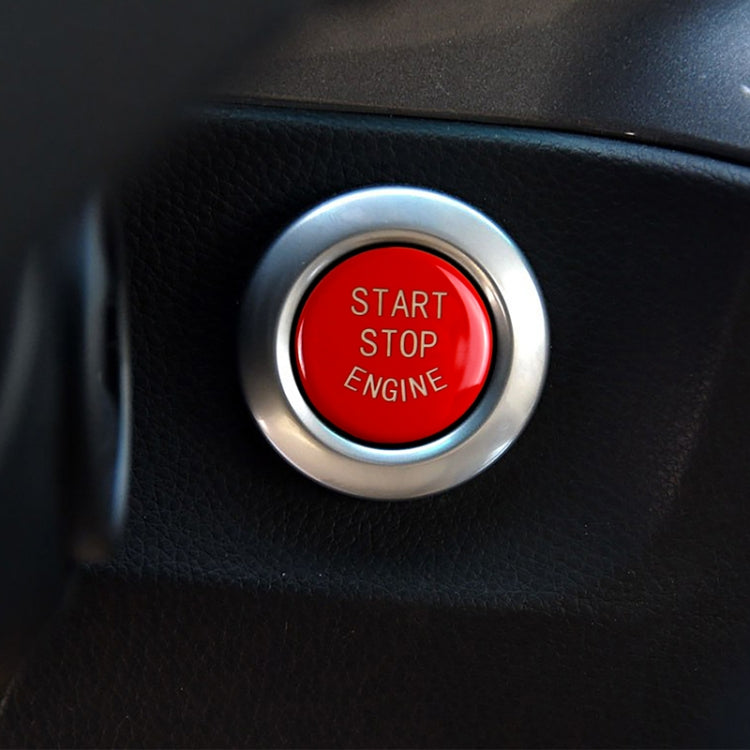 Silver bezel button cover with red center and START STOP ENGINE marking