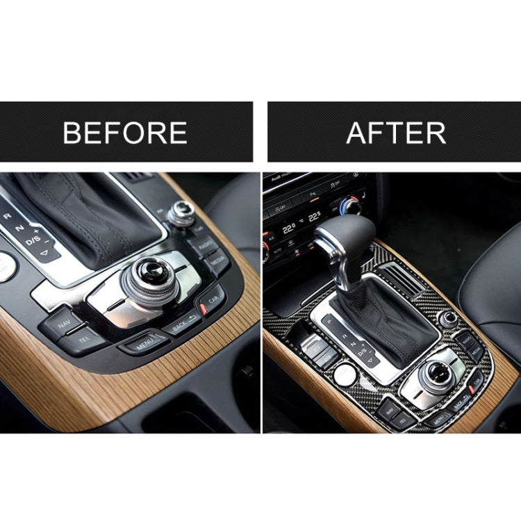 Gear position panel sticker shown on console, comparison before and after