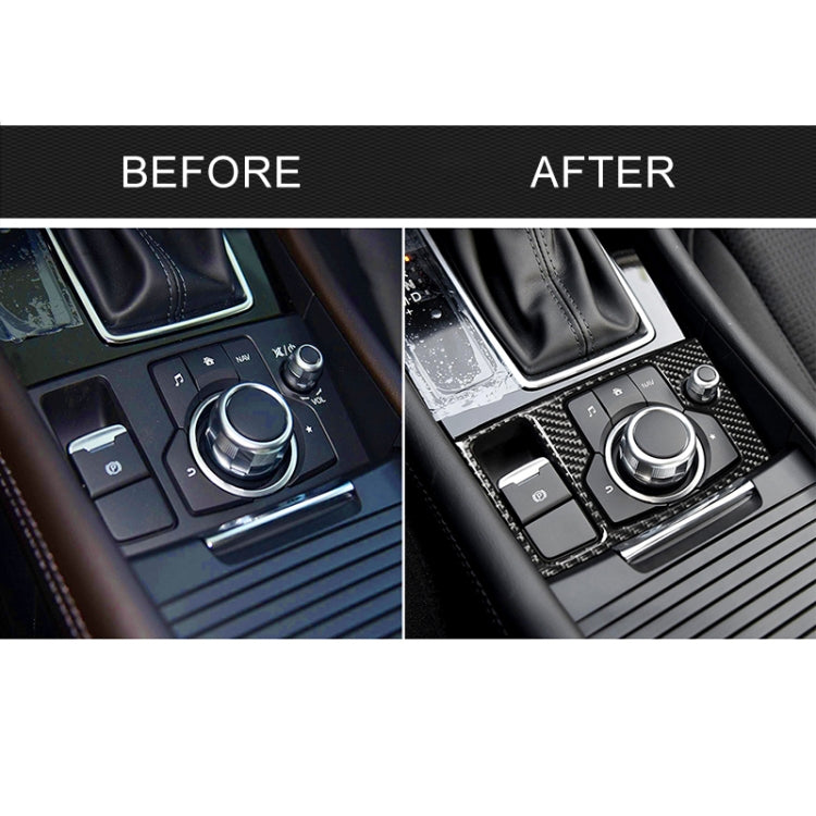 Car center console with carbon fiber multimedia frame trim after installation
