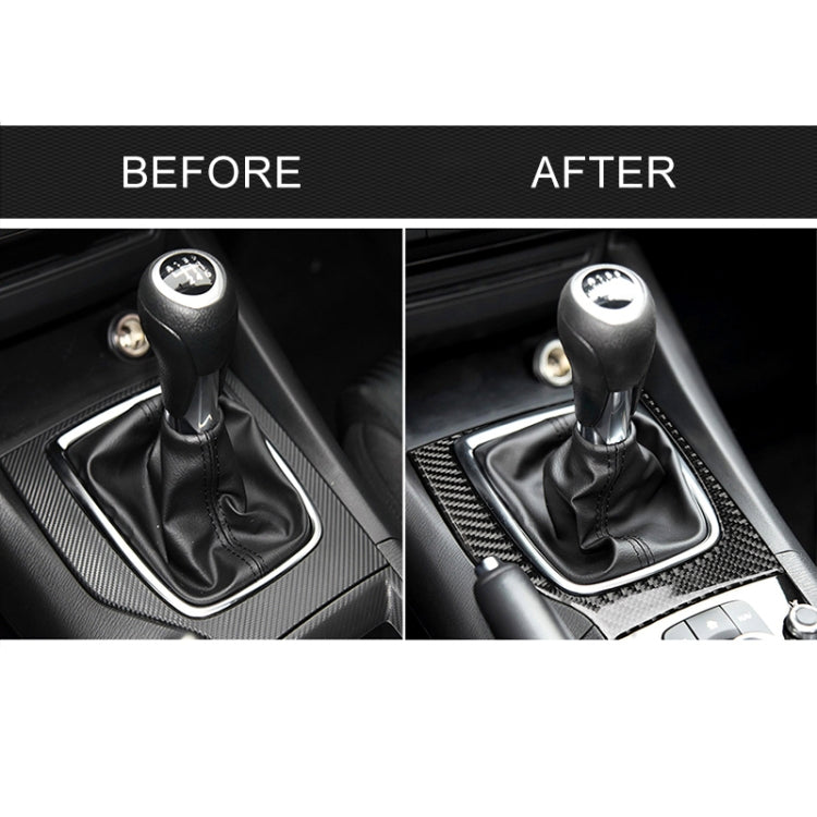 Carbon fiber gear shift frame sticker installed on manual shifter area (after)