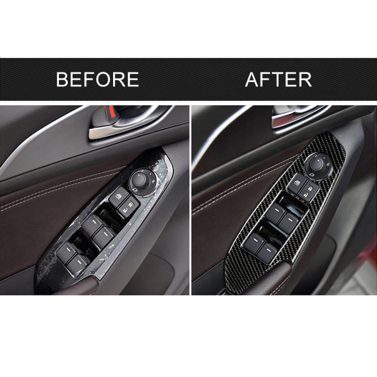 Comparison of left window switch panel with and without carbon fiber trim
