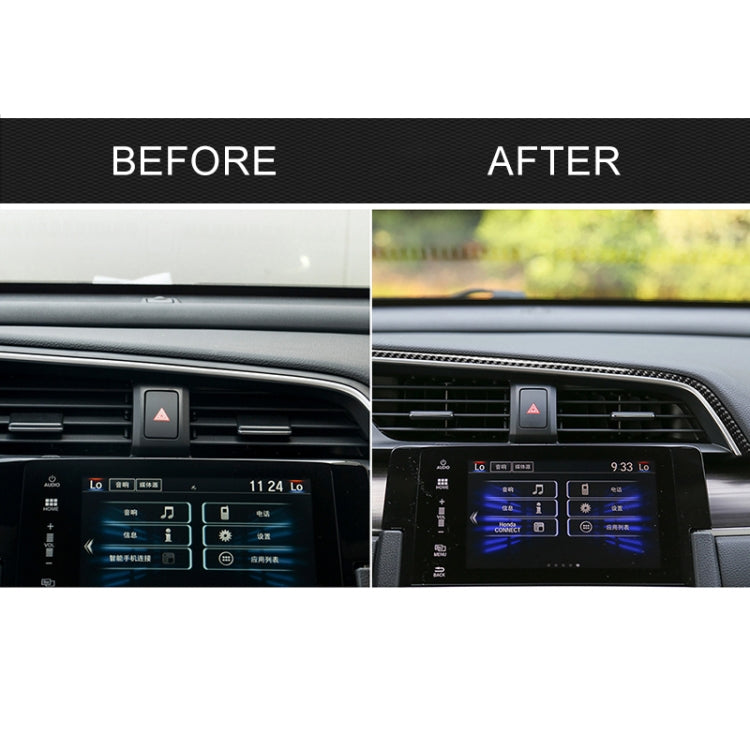 Car dashboard air vent with carbon fiber trim strip installed