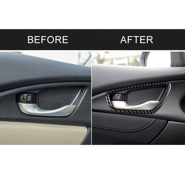 Installed door inner wrist frame trim sticker with carbon-fiber patterned border