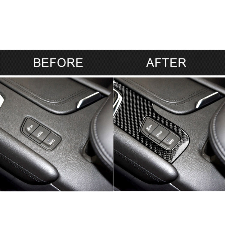 Carbon fiber gear shift position panel sticker shown on center console trim area