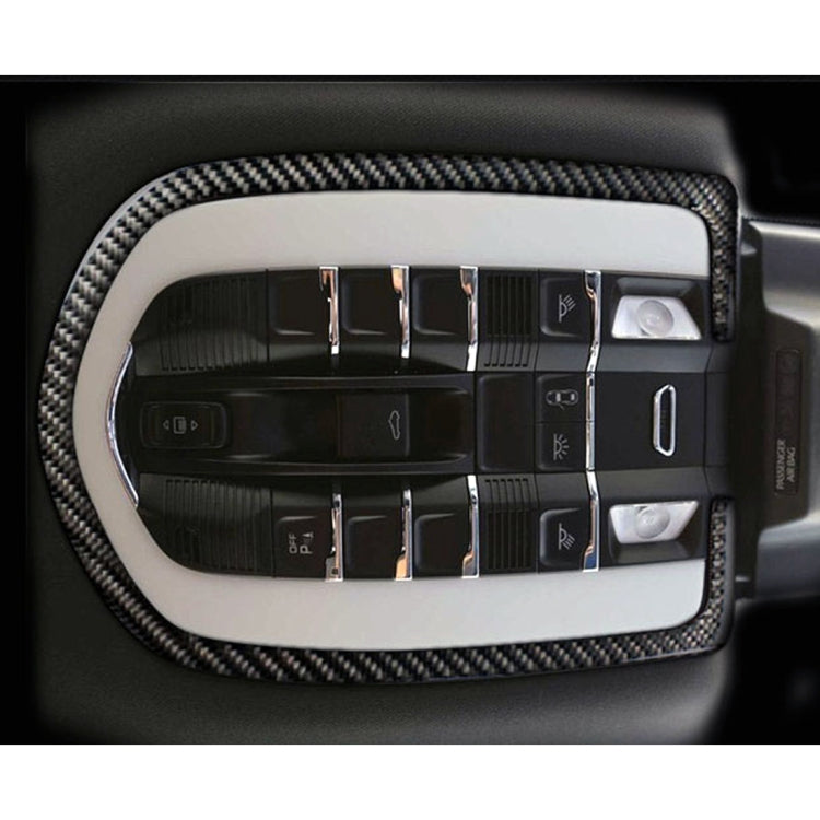 Carbon fiber dome light panel sticker, installed trim with switch and button cutouts